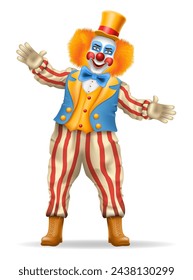 cheerful clown actor and circus character vector illustration isolated on background