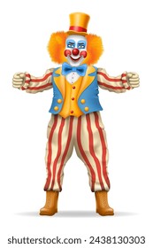 cheerful clown actor and circus character vector illustration isolated on background