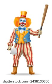 cheerful clown actor and circus character vector illustration isolated on background