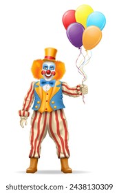 cheerful clown actor and circus character vector illustration isolated on background