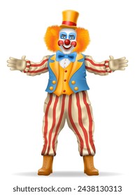 cheerful clown actor and circus character vector illustration isolated on background