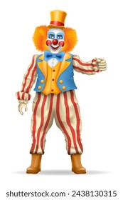 cheerful clown actor and circus character vector illustration isolated on background