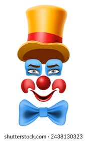 cheerful clown actor and circus character vector illustration isolated on background