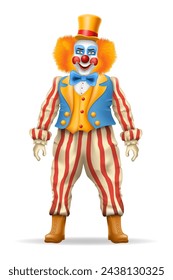 cheerful clown actor and circus character vector illustration isolated on background