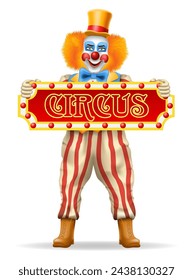 cheerful clown actor and circus character vector illustration isolated on background