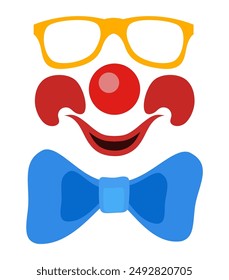 cheerful clown actor and circus character flat style vector illustration isolated on background