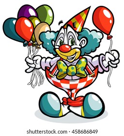 cheerful clown with balloons for children