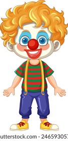 Cheerful clown with bright colors and big smile