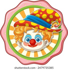 Cheerful clown with a bright hat and makeup