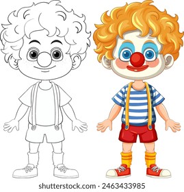 A cheerful clown with vibrant colors