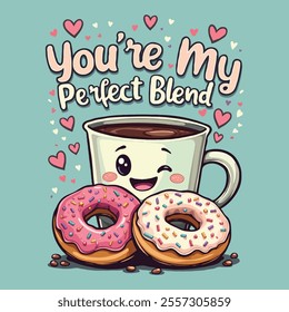 Cheerful Coffee and Donuts Illustration with Playful Quote