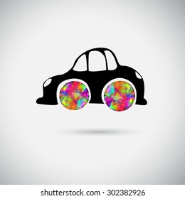 Cheerful colored car. Vector