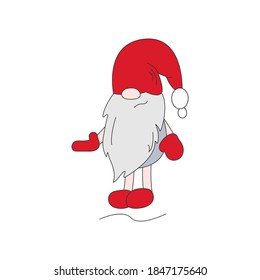 Cheerful colored gnome isolated on white background. Cartoon gnome. Vector illustration