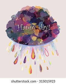 Cheerful colorful abstract background - cloud with rain