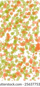 A cheerful and colorful abstract pattern featuring overlapping translucent orange and green circles.