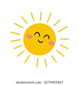 A Cheerful and Colorful Cartoon Sun Featuring a Smiling Face Full of Joy and Life