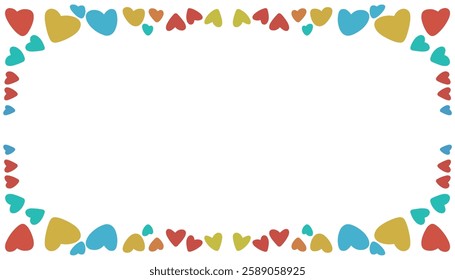 Cheerful, colorful frame with heart decoration, perfect for projects related to love and happiness