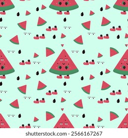 cheerful colorful pattern with watermelon slices