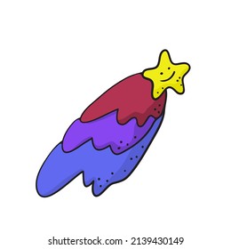 cheerful comet in space - isolated on a white background illustration cartoon comic style