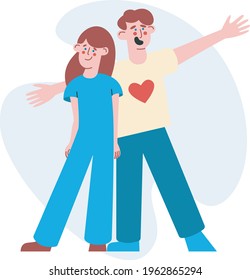 Cheerful couple on a holiday. Vector