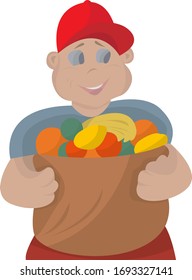 Cheerful courier with delivery in his hands