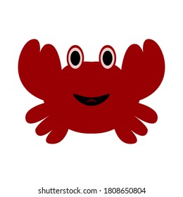 Cheerful crab on a white background, sign for design, vector illustration