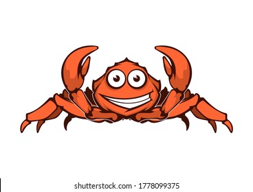 the cheerful crab smiles and rejoices