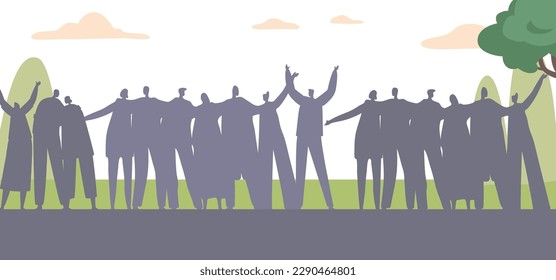 Cheerful Crowd Fills The Streets Waving Their Hands In Excitement And Anticipation, Spreading Joy And Positivity. 3D Illustration