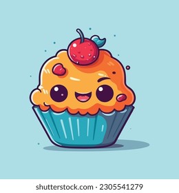 Cheerful cupcake mascot character for bakery