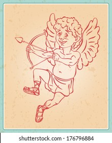 Cheerful cupid, Angel, vector