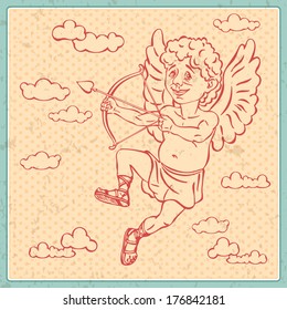 Cheerful cupid, Angel, vector