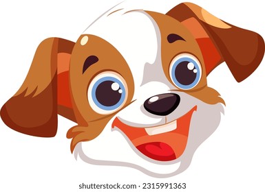 Cheerful Cute Dog Face on White Background illustration