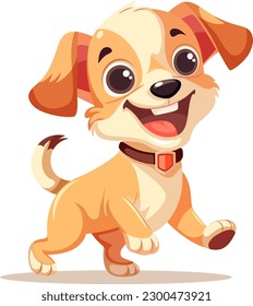 Alegre Perro lindo en ilustración de fondo blanco