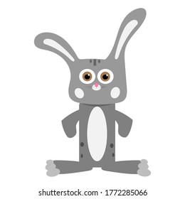 cheerful cute hare, looking at you, on a light background