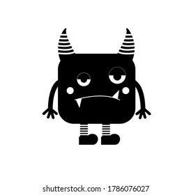 Cheerful cute monster. Vector illustration.