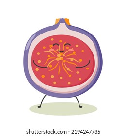 a cheerful cute ripe figs in the style of kawaii
