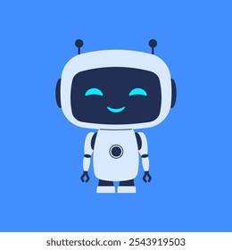 Cheerful cute robot. Vector illustration for tech-themed designs, AI concepts, and playful, futuristic projects