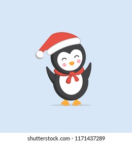 Cheerful, cute, smiling Penguin. Vector illustration.