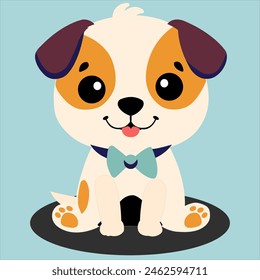 Cheerful Cute White Dog Vector Art