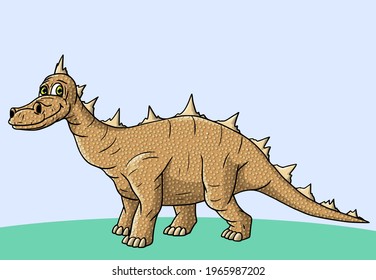 Cheerful, cute, winged dinosaur on a white background.
