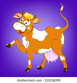 A cheerful dairy cow.Vector