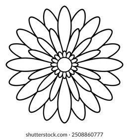 Cheerful Daisy Mandala Line Art Vector Illustration