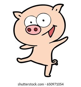 Cheerful Dancing Pig Cartoon