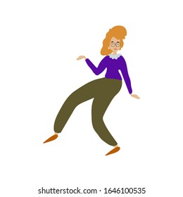 Cheerful dancing women. vector. flat illustration of young girl dance with smile face