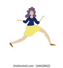 Mujeres bailarinas alegres. vectorial. ilustración plana de una joven bailando con cara sonriente