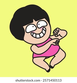 Cheerful Dancing Young Woman Concept Cartoon Character illustration