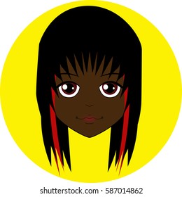 cheerful dark-skinned face dolls with short black hair and big brown eyes