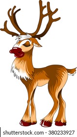 cheerful deer with big horns, vector and illustration
