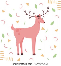 Cheerful deer on the background abstraction