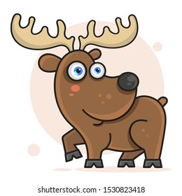 Cheerful Deer Vector Illustration For Your Design And Needs.